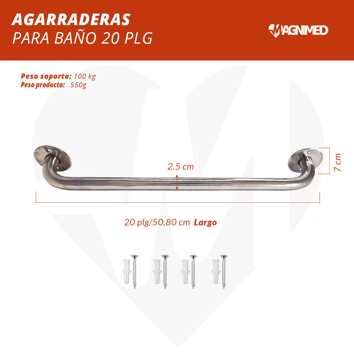Agarradera Barandal De Seguridad Para Baño De Apoyo Acero Inoxidable 2 Pzs