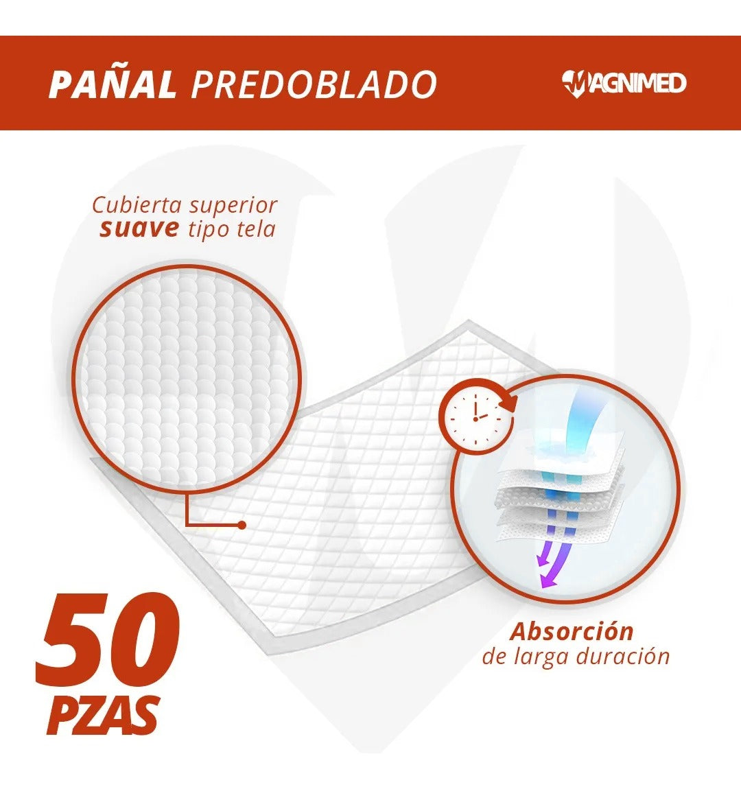 Pañal Predoblado / Protector De Cama Adultos (Unitalla) - 50 Piezas