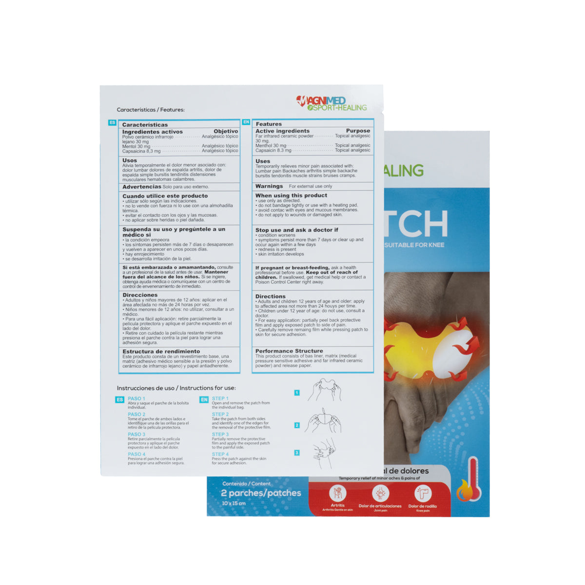 Parches de calor para rodilla alivio de dolor 6pz