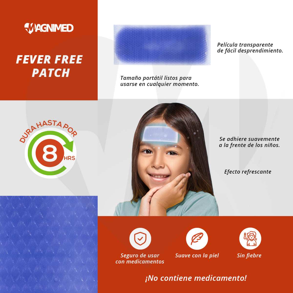 Parche Frío De Gel Para Fiebre O Temperatura 4 Pzas