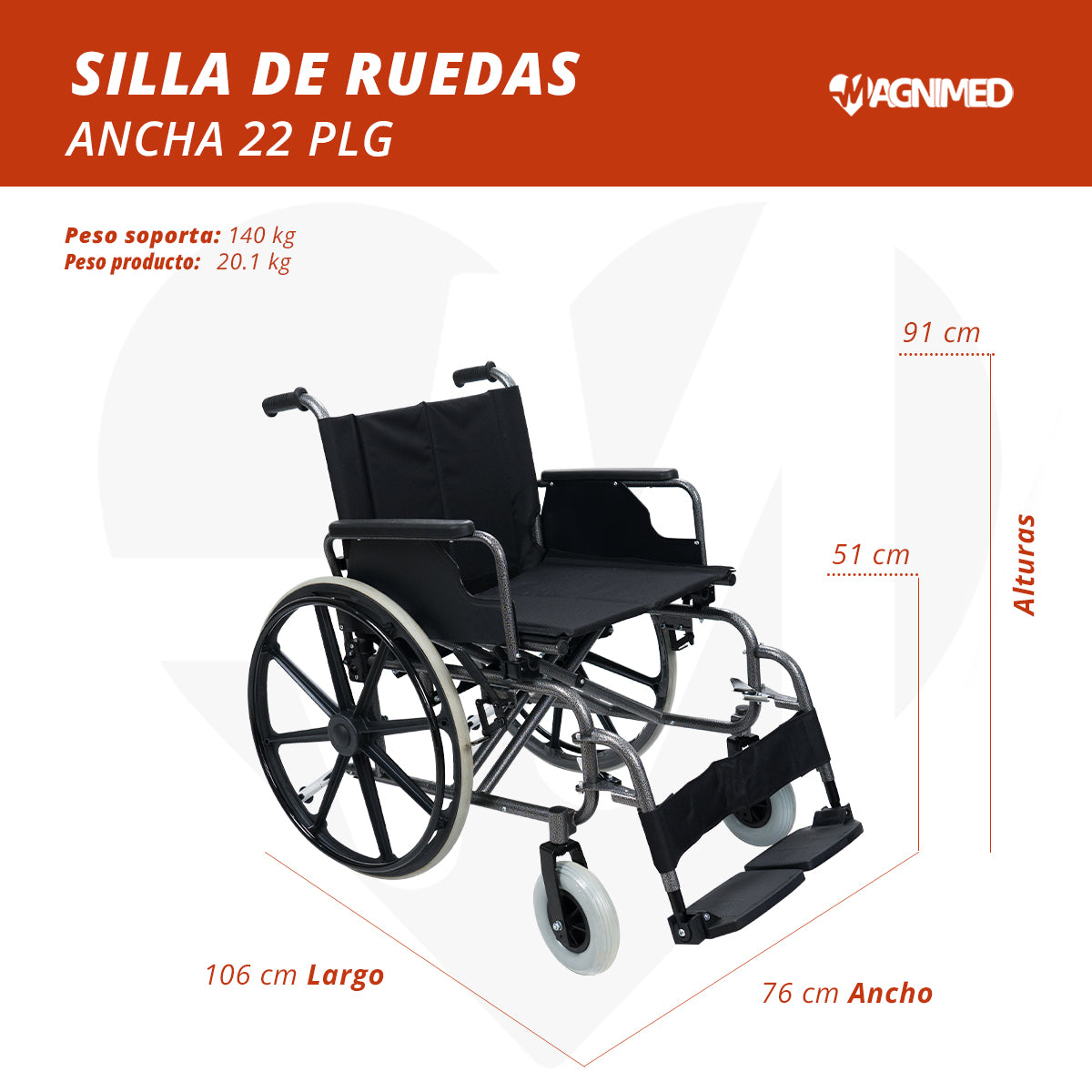 Silla de ruedas ancha