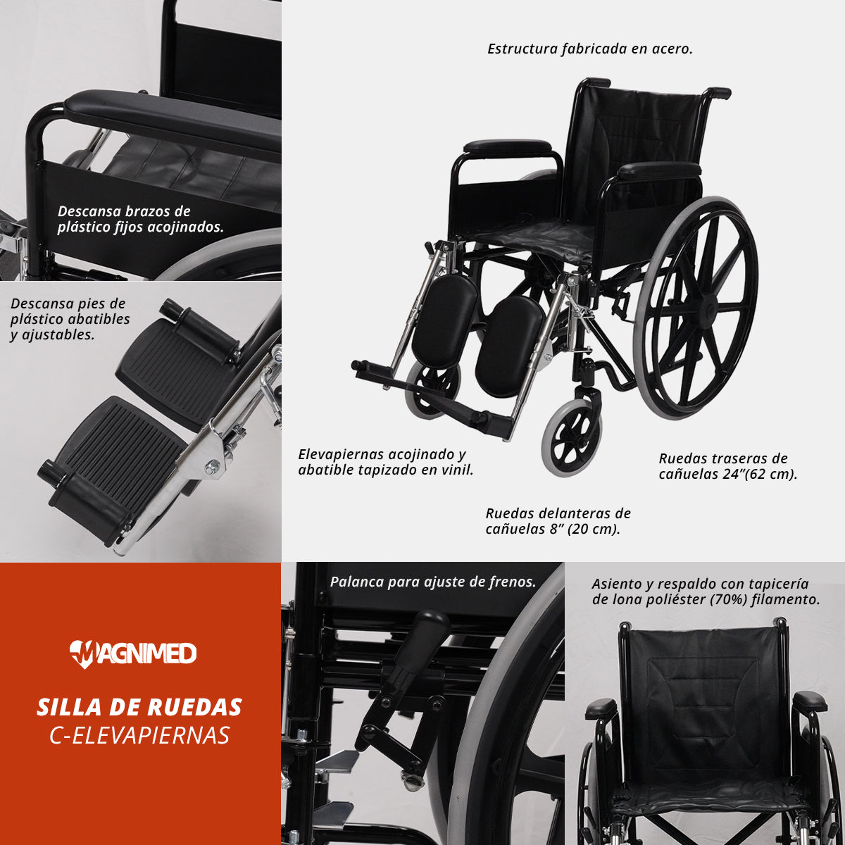 Silla de ruedas c-elevapiernas