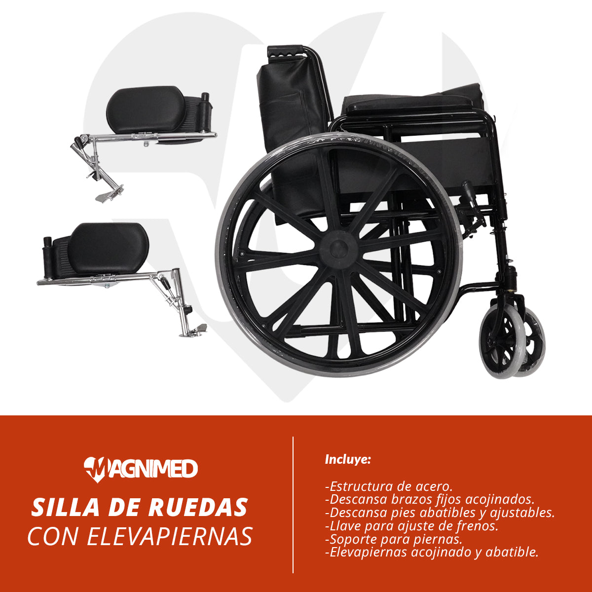 Silla de ruedas c-elevapiernas