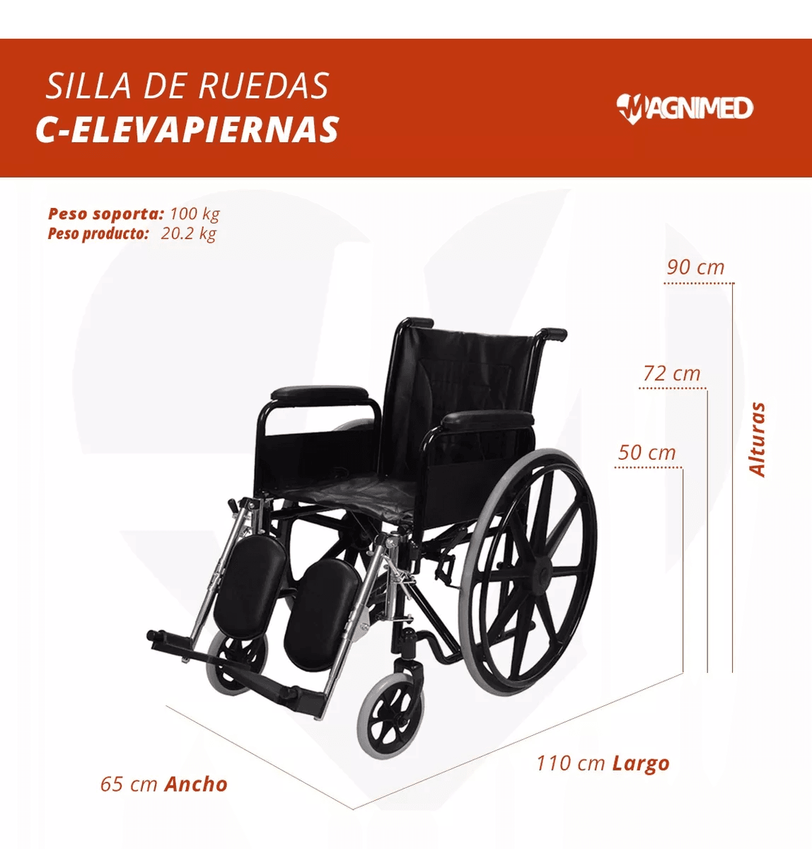 Silla de ruedas c-elevapiernas