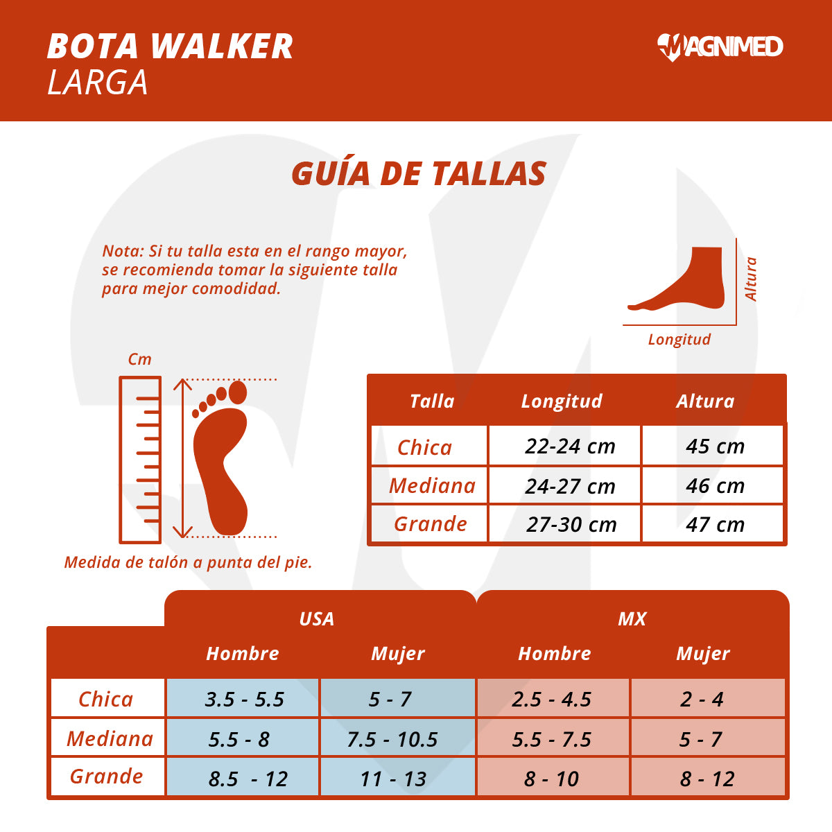 Bota walker larga