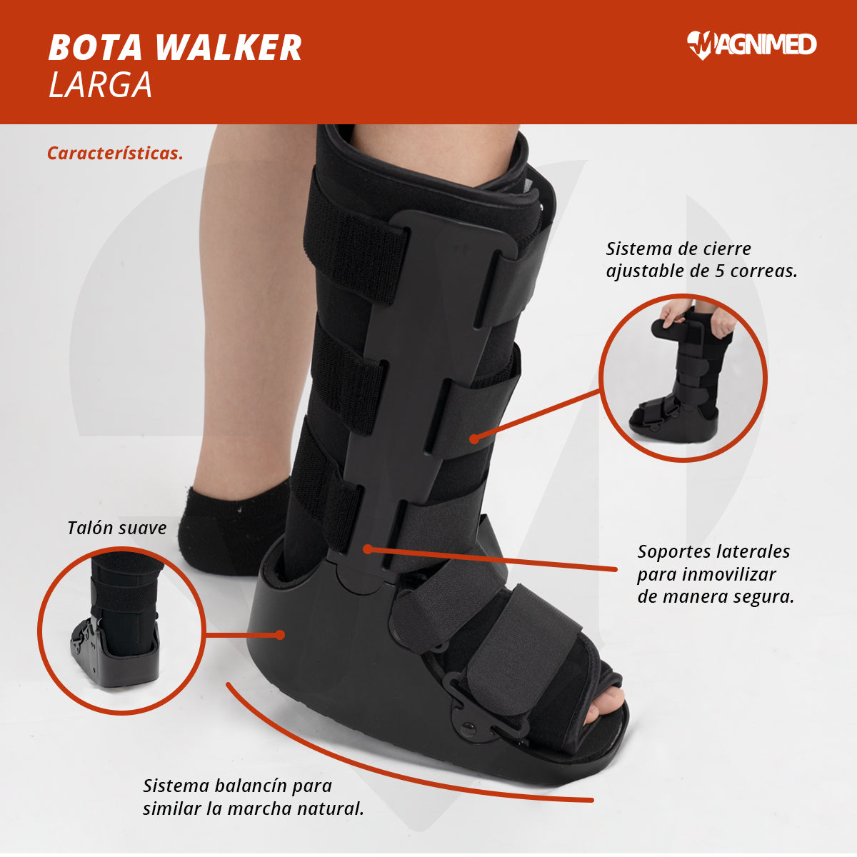 Férula Bota Walker Larga Ortopedica Para Tobillo Pie