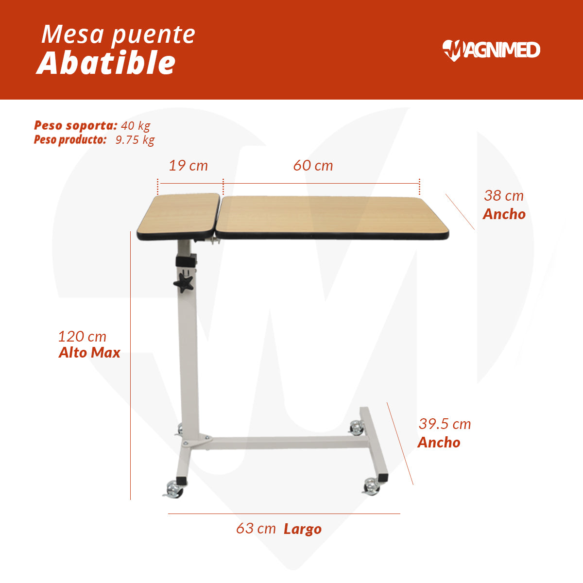 Mesa puente abatible