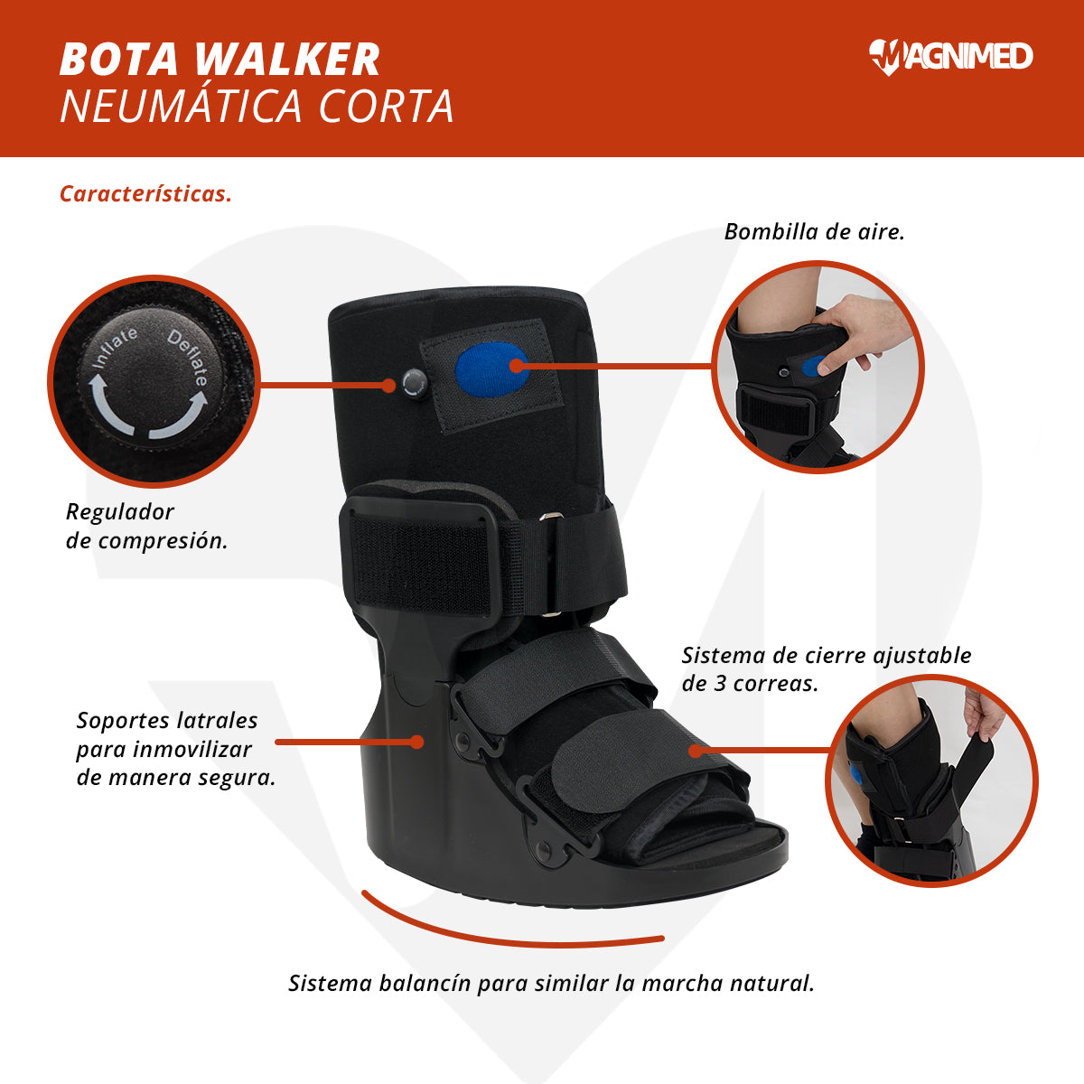 Férula Bota Neumatica Walker Corta Ortopedica Para Tobillo