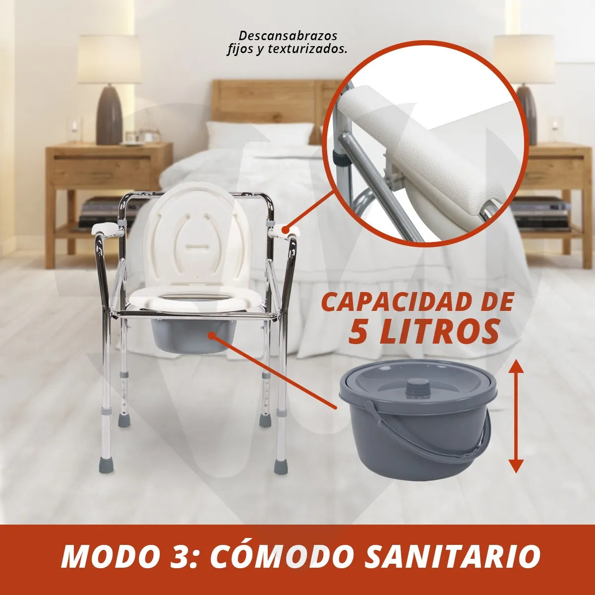 Silla Comodo Aumento Ducha Para Wc Baño 3 En 1 Plegable