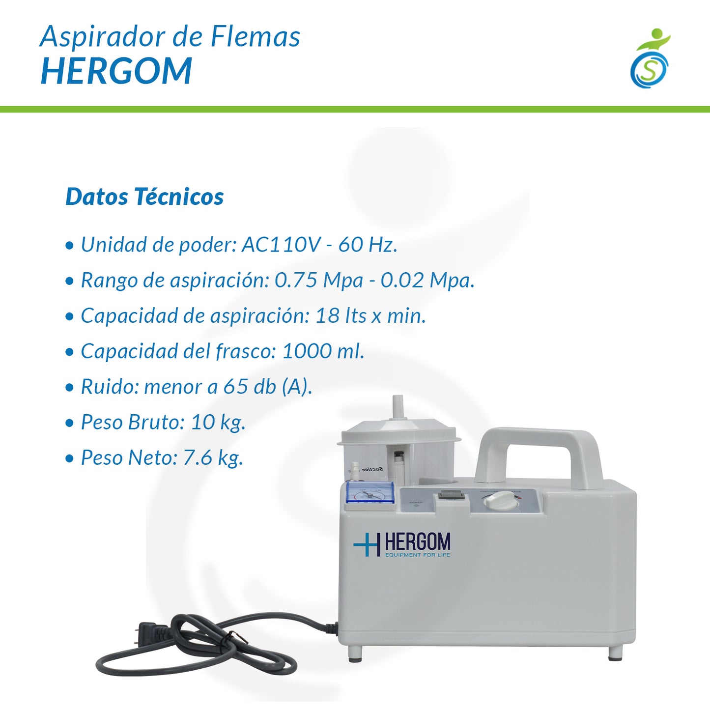 Aspirador De Flemas Y Secreciones - Pórtatil - Hergom