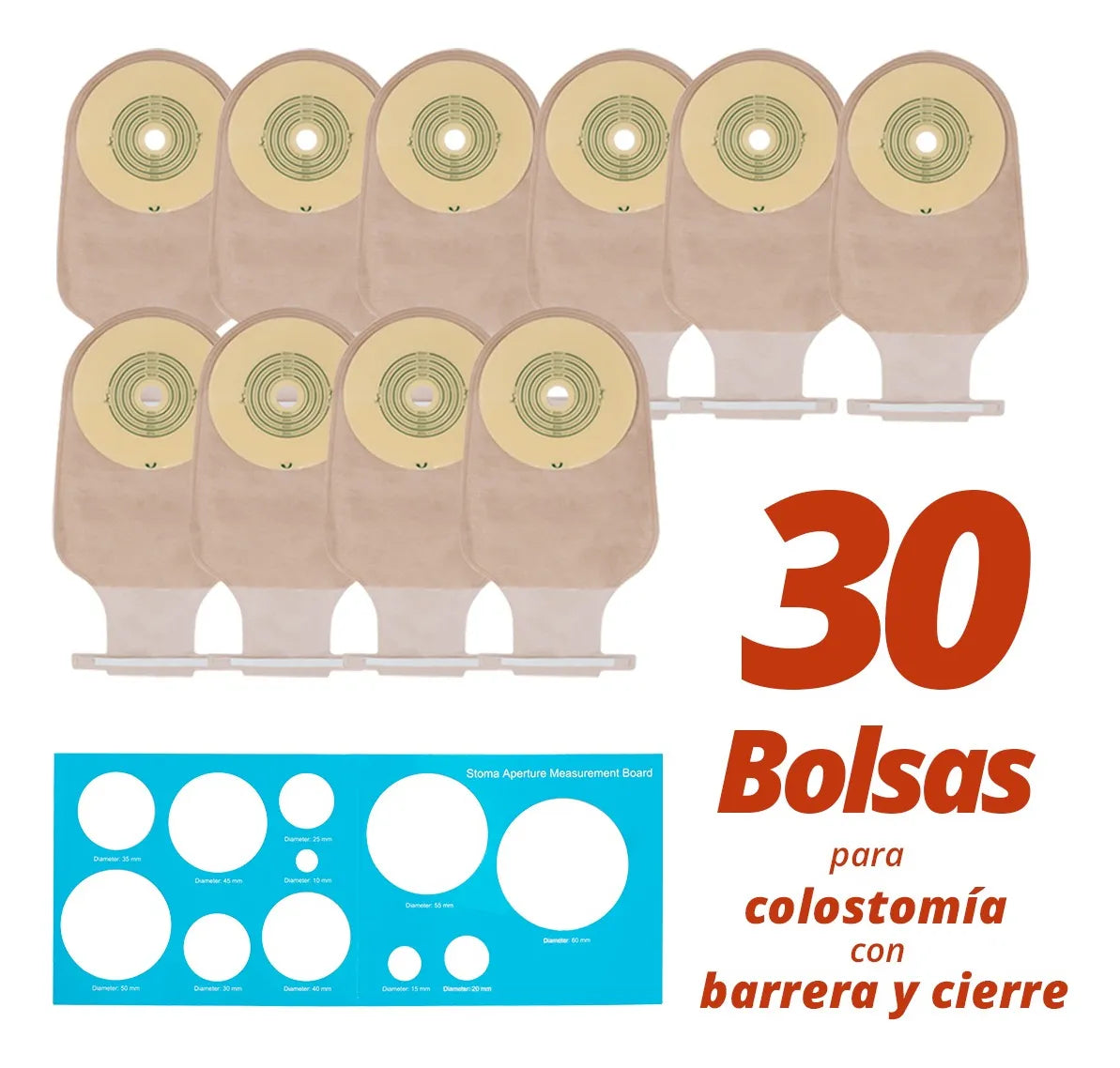 Bolsa Para Colostomía Drenable Sencilla Con Barrera Y Cierre Aro 60 mm