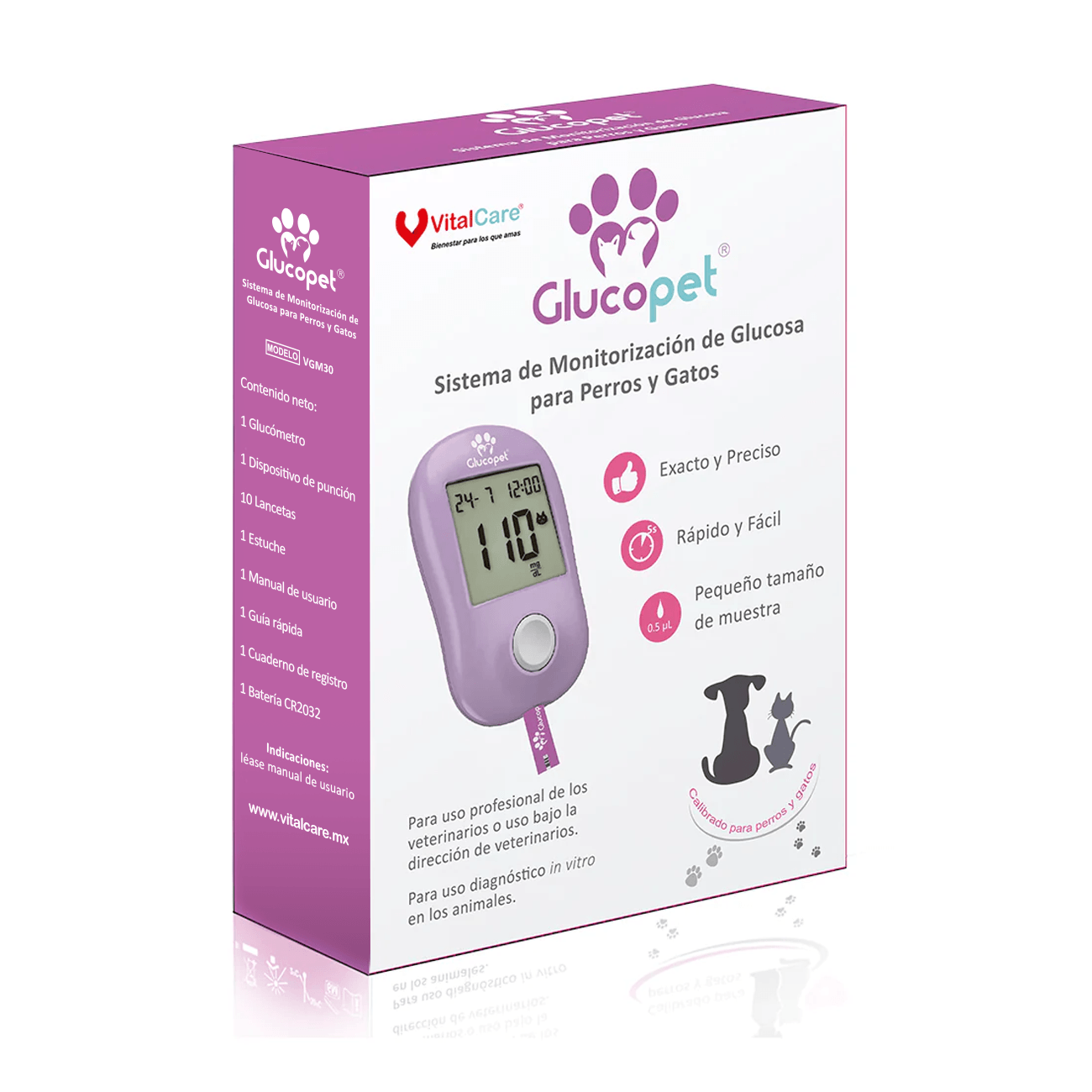 Glucómetro Veterinario Para Perros Y Gatos Glucopet Kit