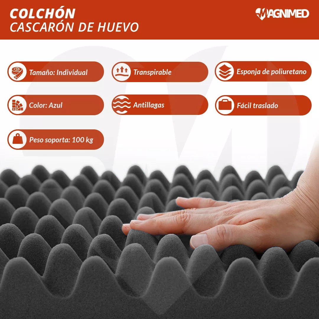 Colchón Cascarón De Huevo Anti Llagas Individual con Funda