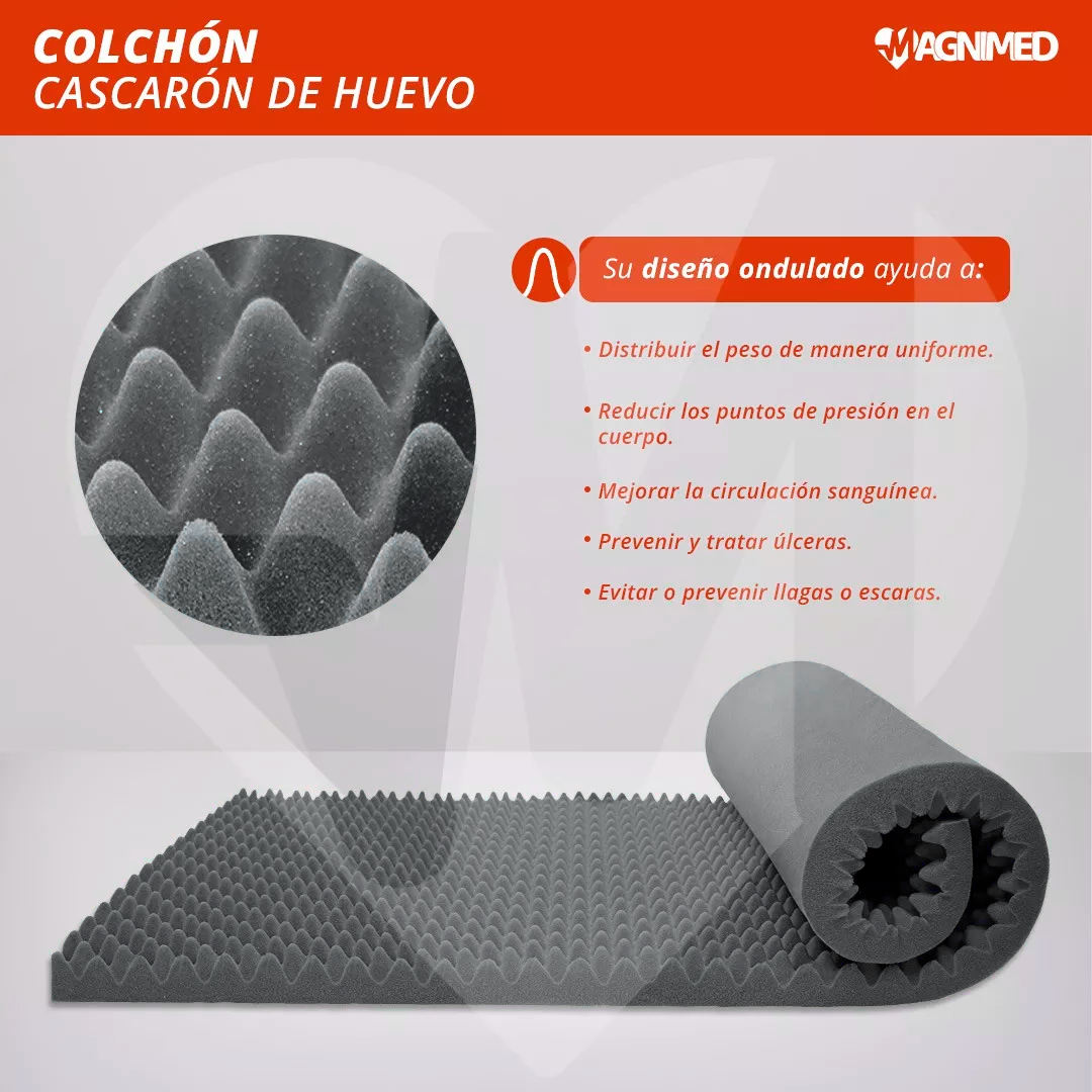 Colchón Cascarón De Huevo Anti Llagas Individual con Funda