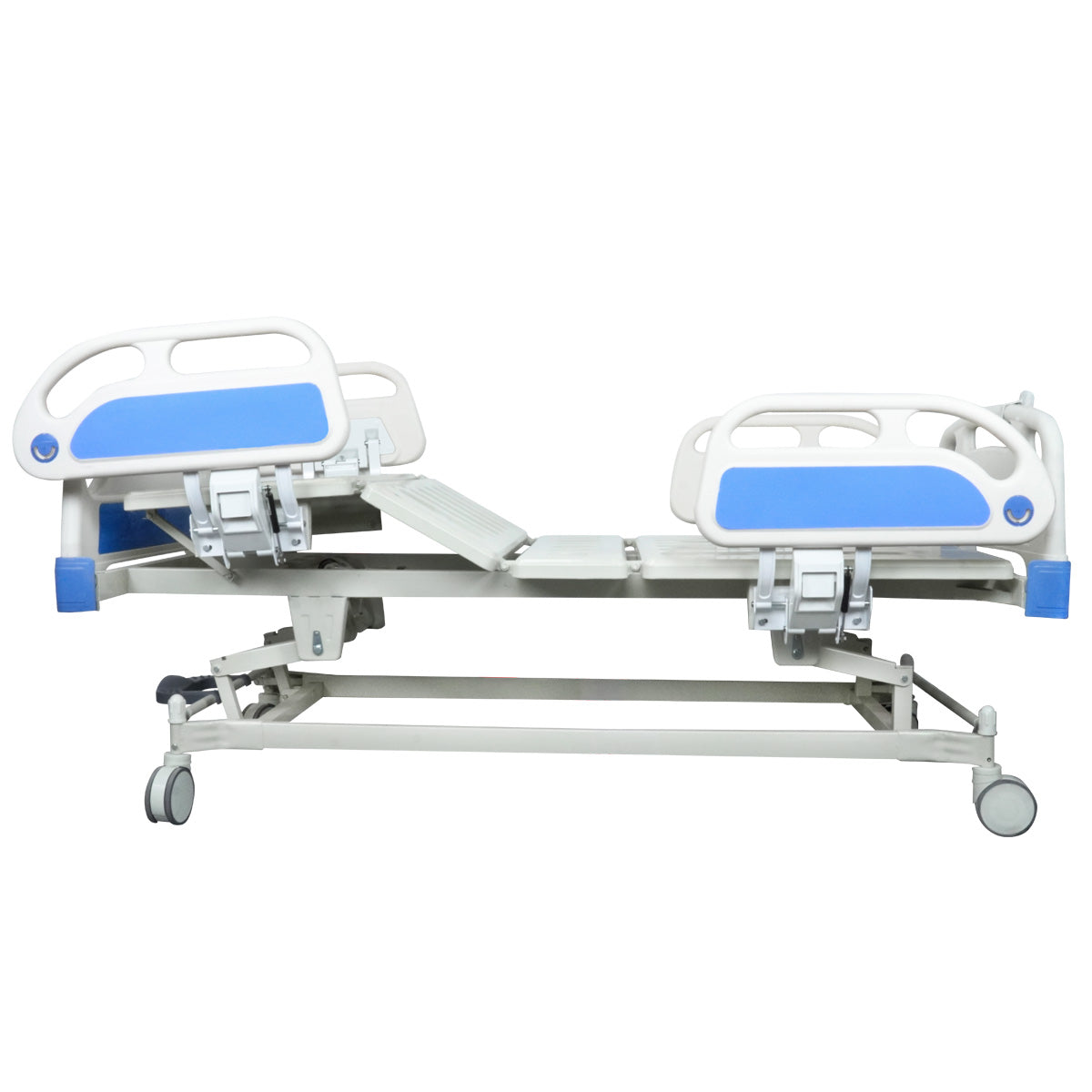 Cama de Hospital Eléctrica de Lujo 5 Posiciones | Hospitalaria de 5 Funciones, Altura Ajustable, Control de Posiciones, Porta suero, Ruedas Giratorias con Sistema de Bloqueo Seguro