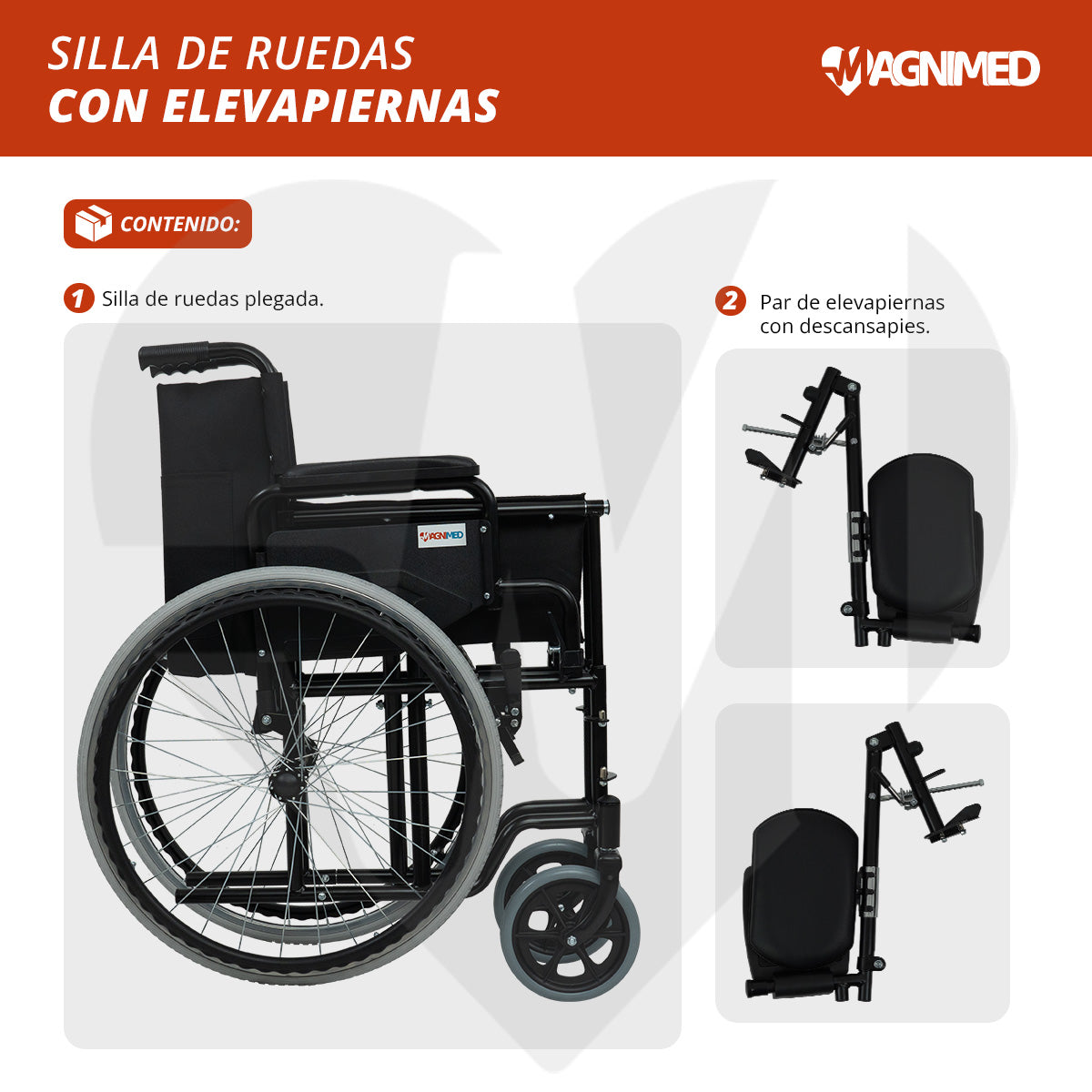 Silla De Ruedas De Traslado Con Elevapiernas Con Descansabrazos