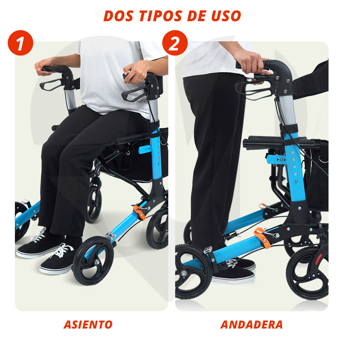 Andadera rollator traslado de aluminio de lujo plegable