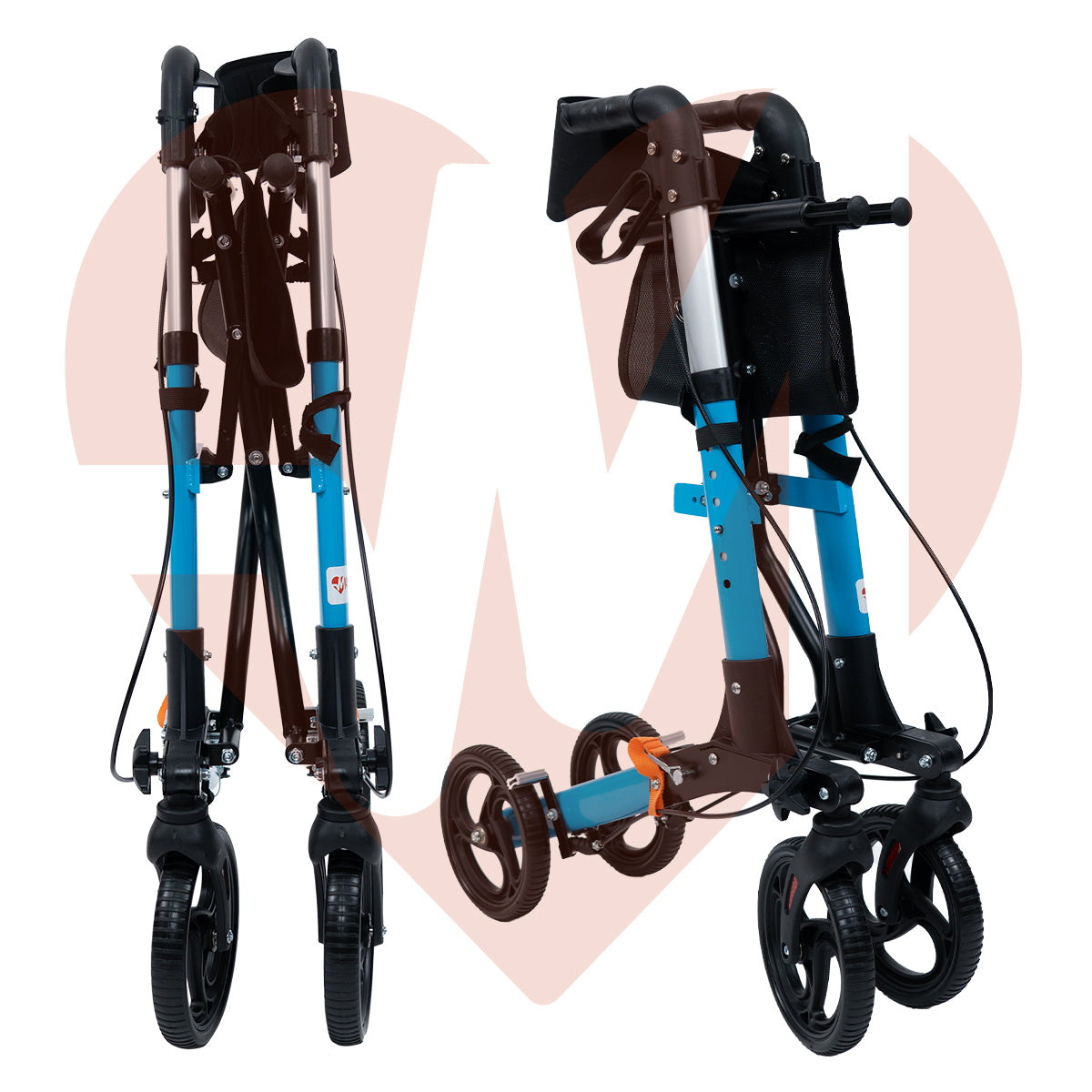 Andadera rollator traslado de aluminio de lujo plegable