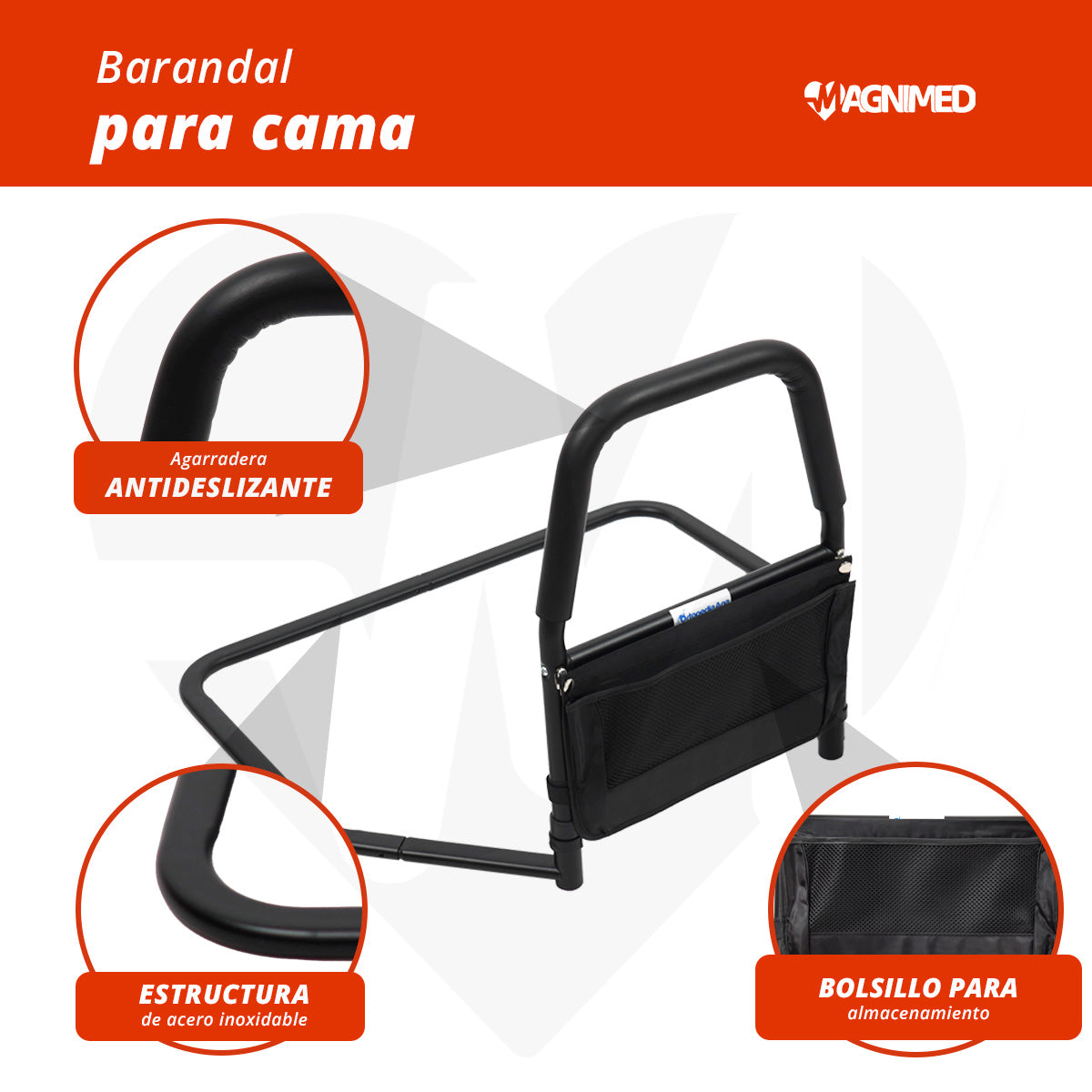 Barandal De Protección Y Seguridad Para Cama Protector Color Negro