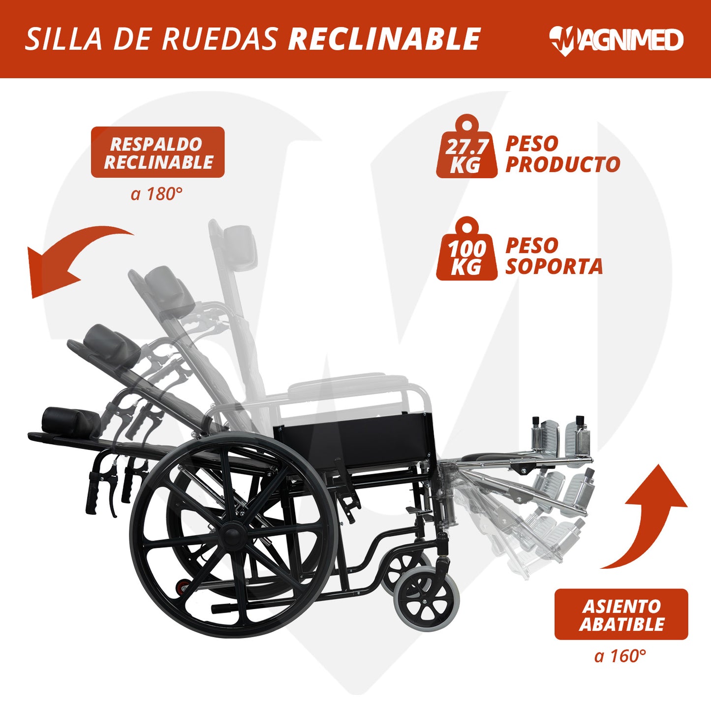 Respaldo reclinable a 180 grados