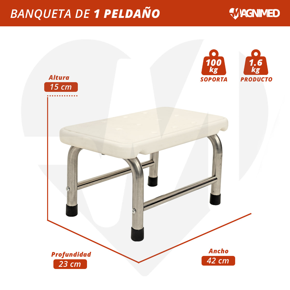 Banqueta de 1 peldaño Apoyo para Cama y Baño