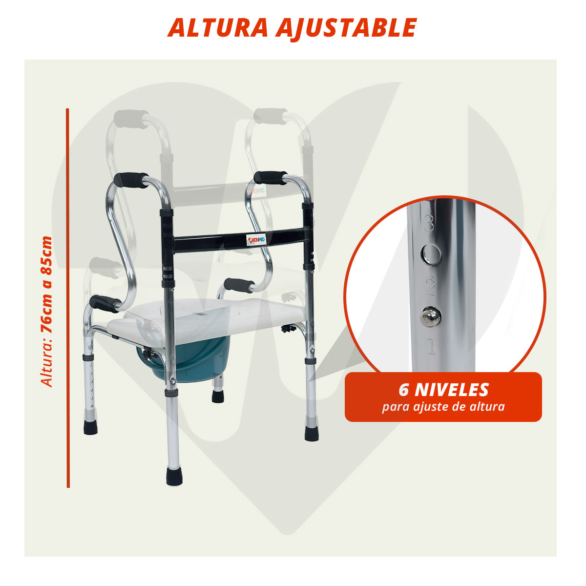 6 niveles para ajuste de altura
