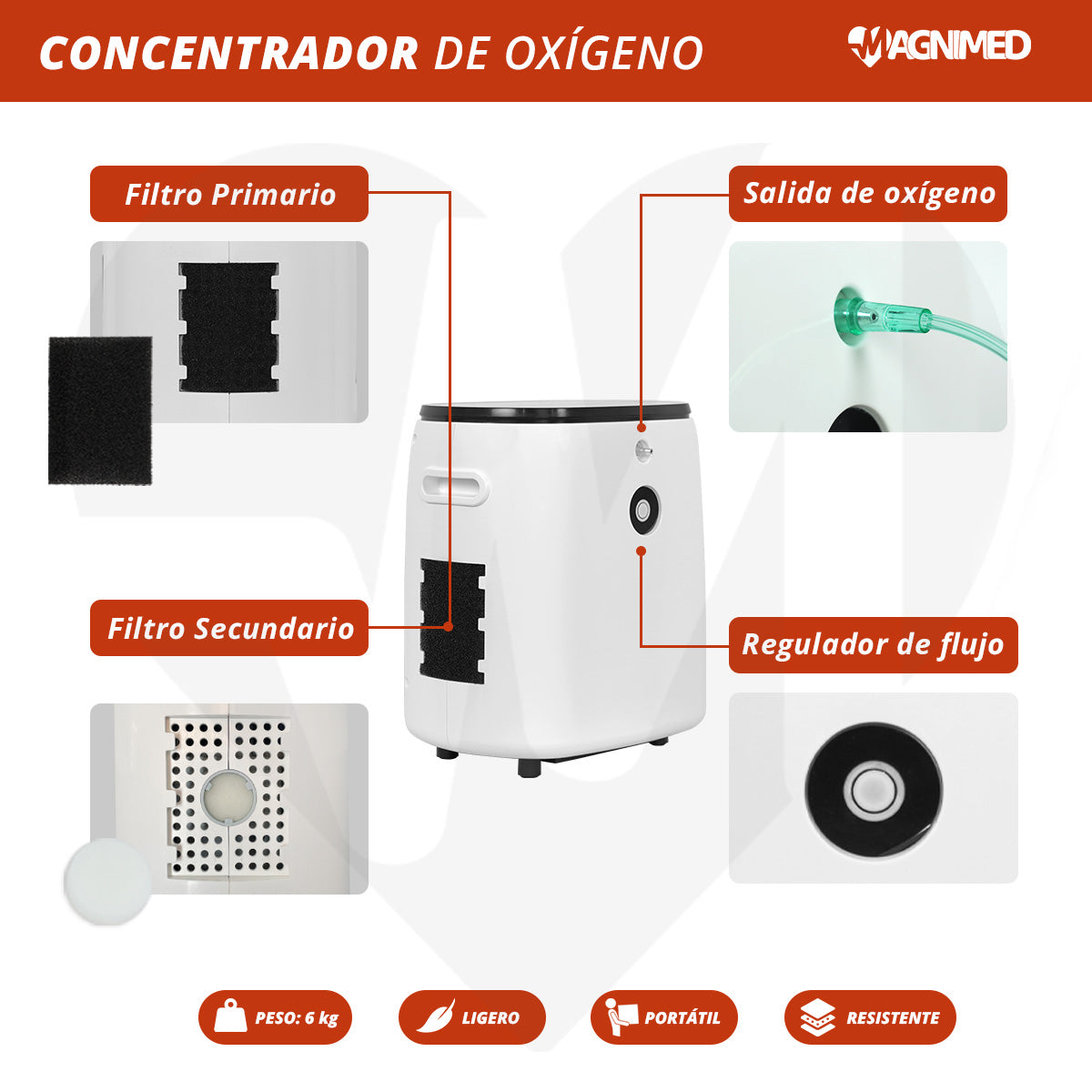 Ligero con un peso de 6 kg