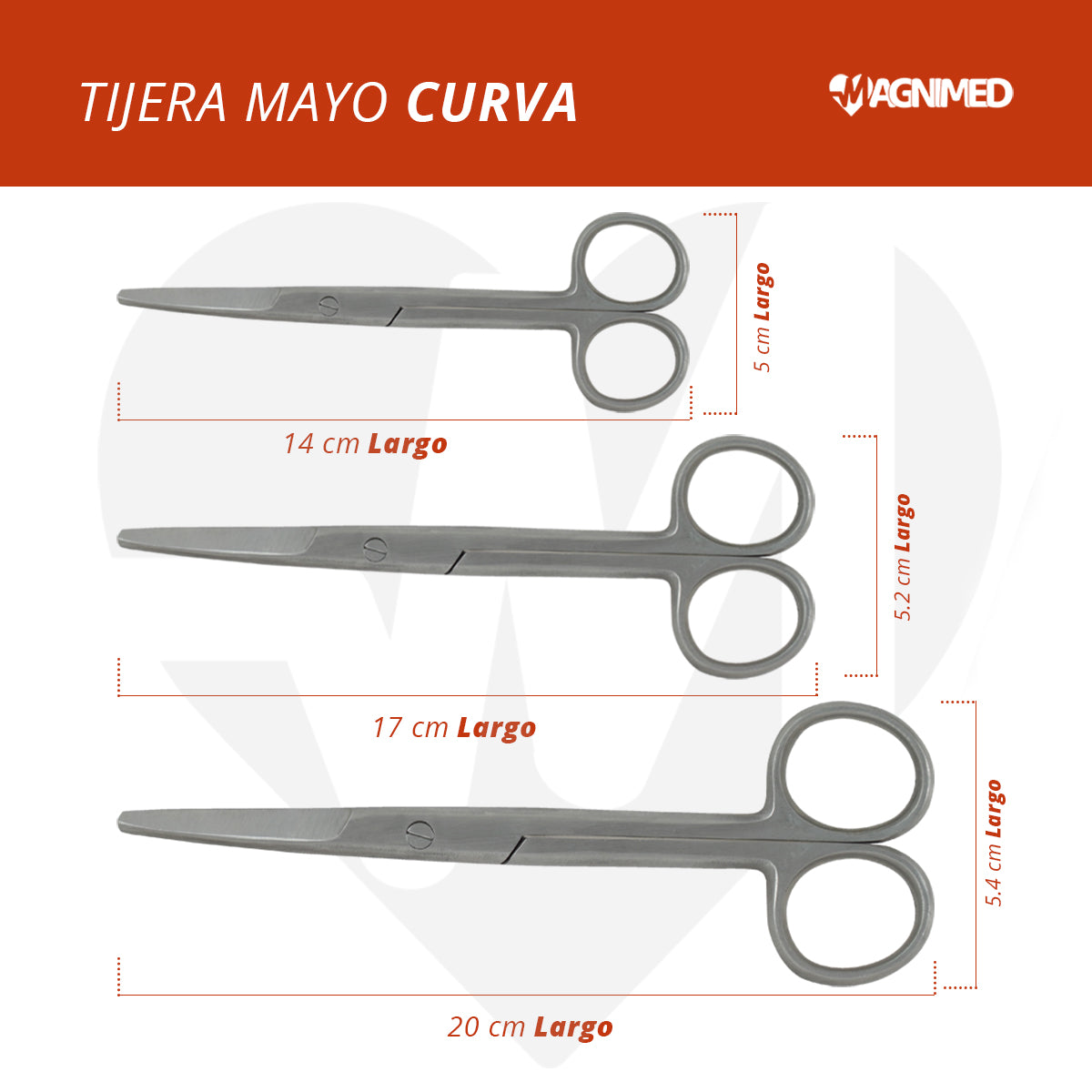 Con distintas medidas de 14 cm, 17 cm y 20 cm.