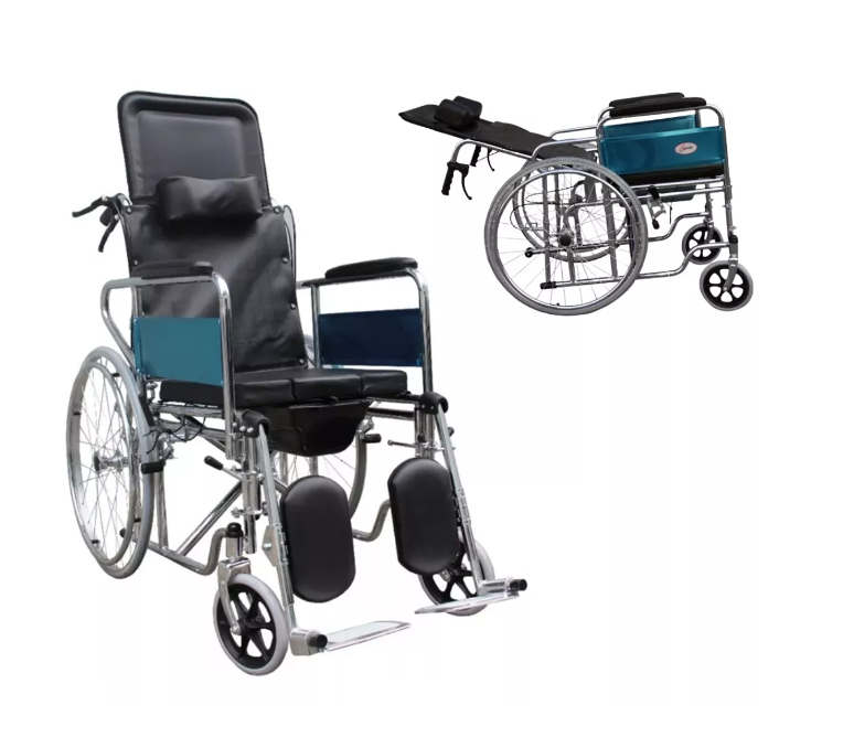 Silla de ruedas reclinable con eleva piernas y cómodo
