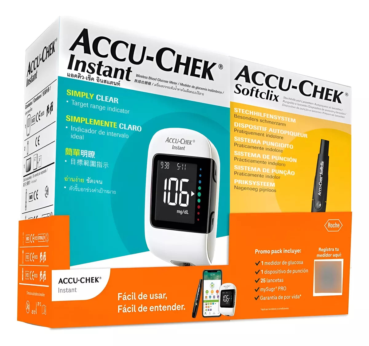 Glucómetro Accu Chek Intstant + Softclix Kit