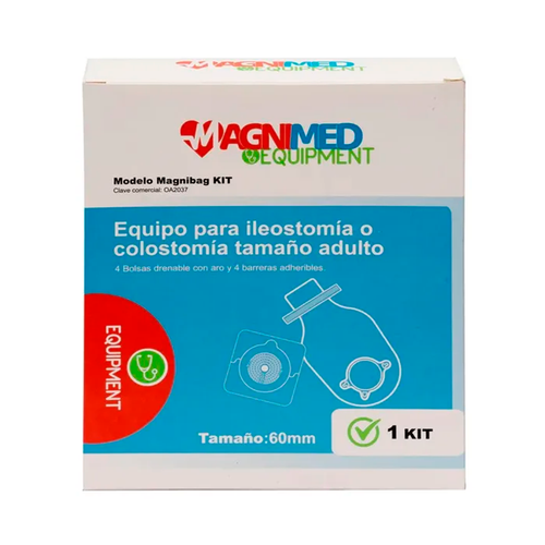Kit Equipo para Ileostomía o Colostomía para Adulto | Incluye 4 Bolsas Drenables con Aro y 4 Barreras Adheribles