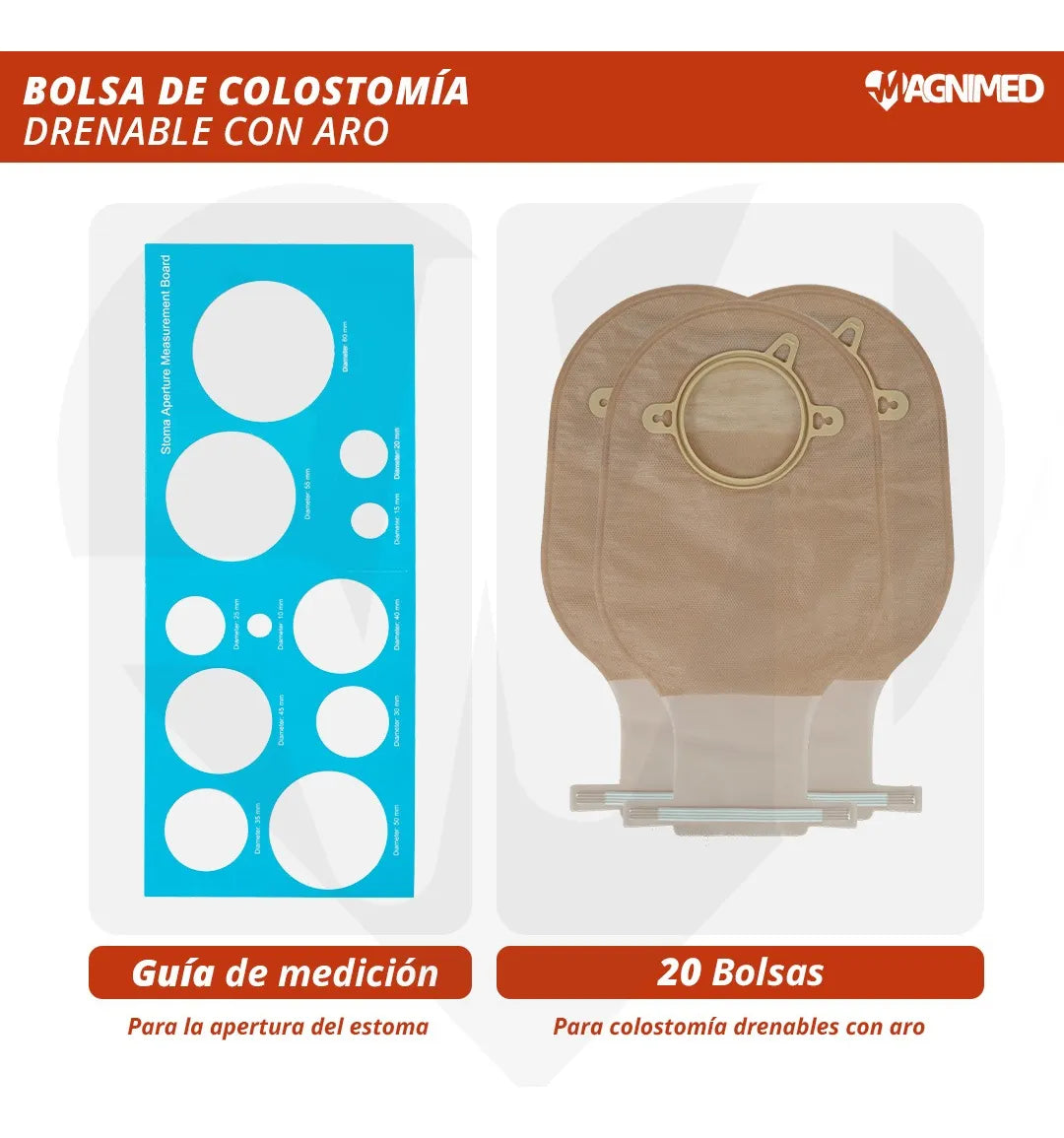 Bolsa Colostomía Drenable Con Aro Recortable 60 mm Adulto
