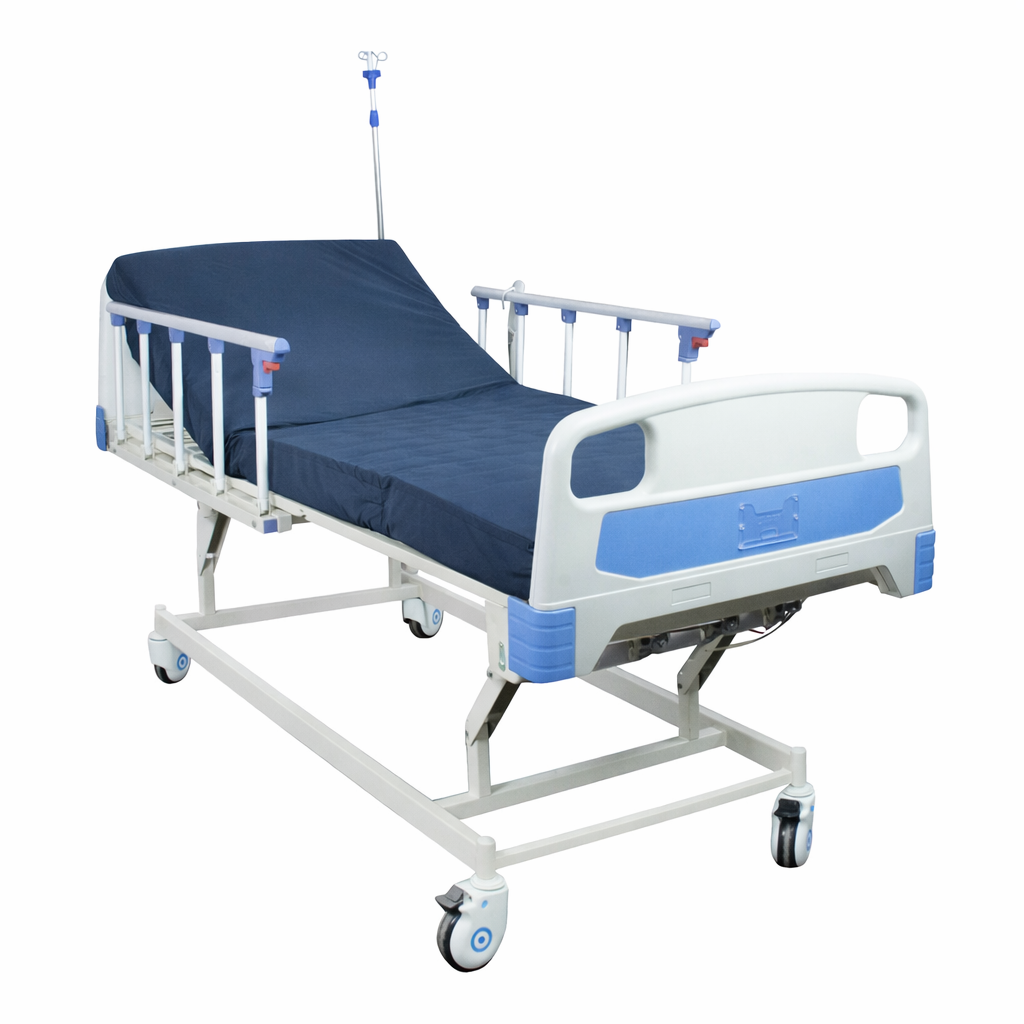 Cama de Hospital Eléctrica 3 Posiciones | Hospitalaria de 3 Funciones, Control de Posiciones, Portasuero, Ruedas Giratorias con Sistema de Bloqueo Seguro