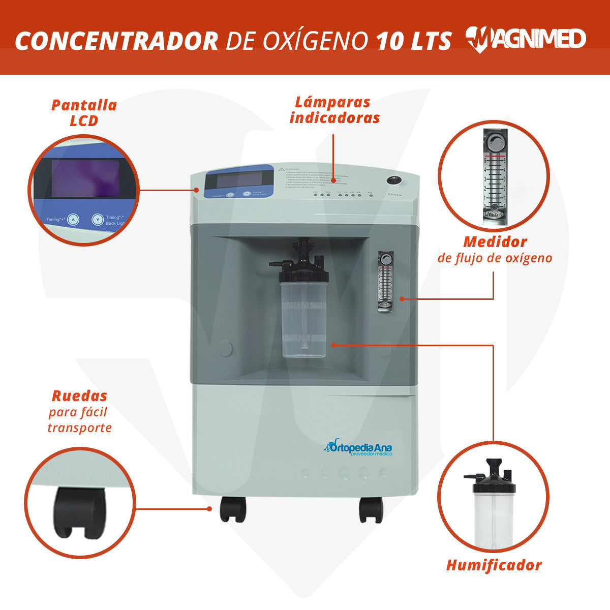 Concentrador De Oxigeno Grado Médico Hospitalario Flujo Continuo 10 Litros