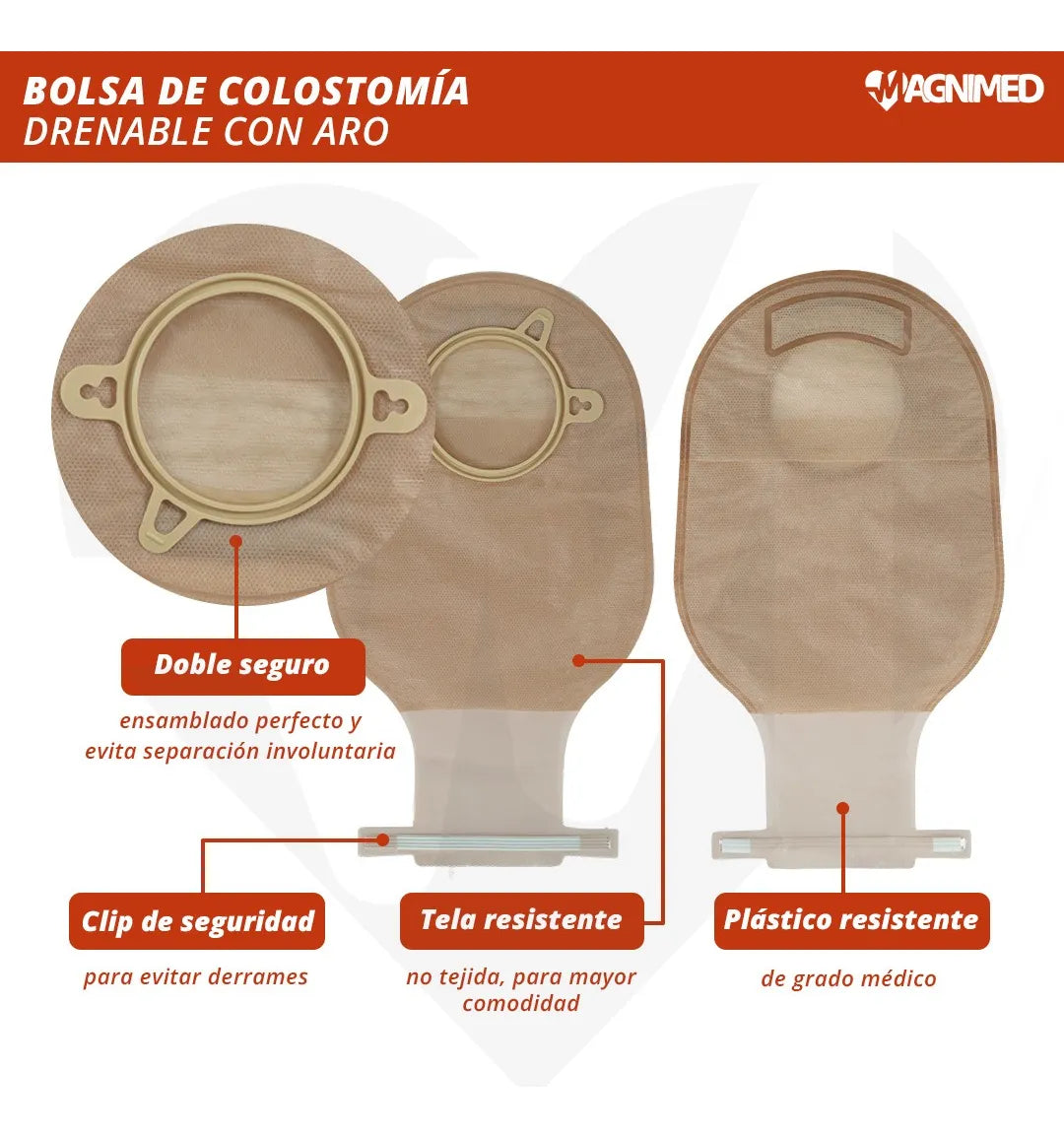 Bolsa Colostomía Drenable Con Aro Recortable 60 mm Adulto