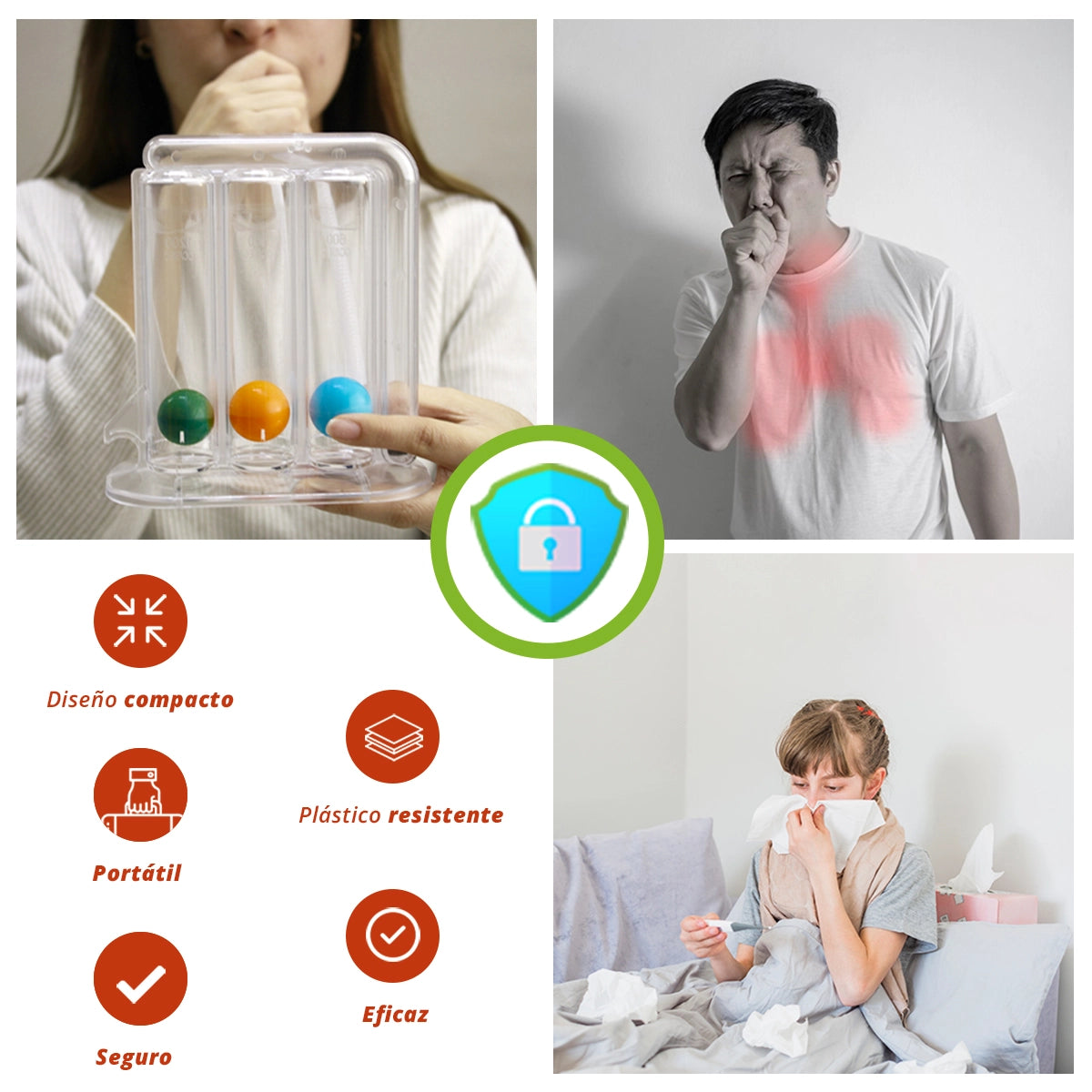 Ideal para pacientes con afecciones como EPOC, asma o fibrosis quística, ayudando a mejorar la función pulmonar.