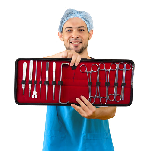 Kit Estuche de Disección Quirúrgico y Sutura 12 Piezas - Acero Inoxidable