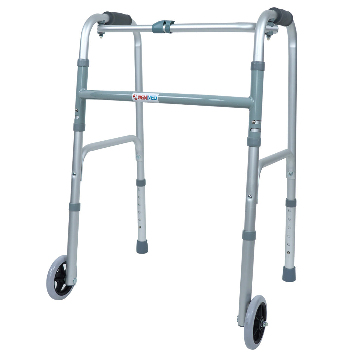 Andadera De Aluminio Reciproca Compacta Con Ruedas Altura Ajustable Soporta 100 kg