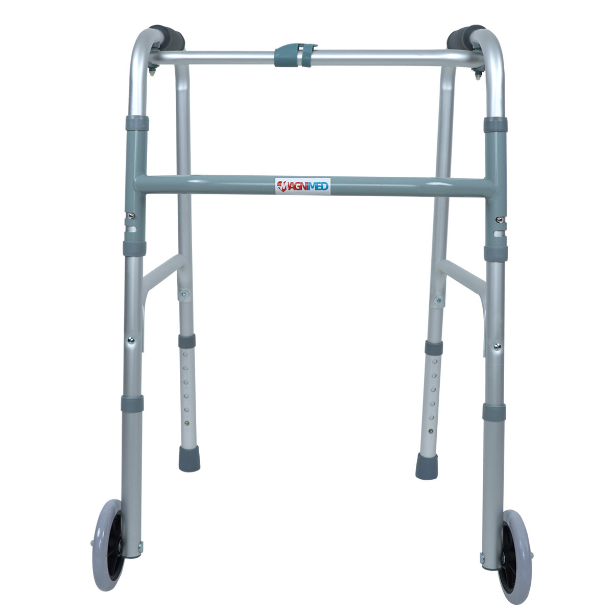 Andadera De Aluminio Reciproca Compacta Con Ruedas Altura Ajustable Soporta 100 kg