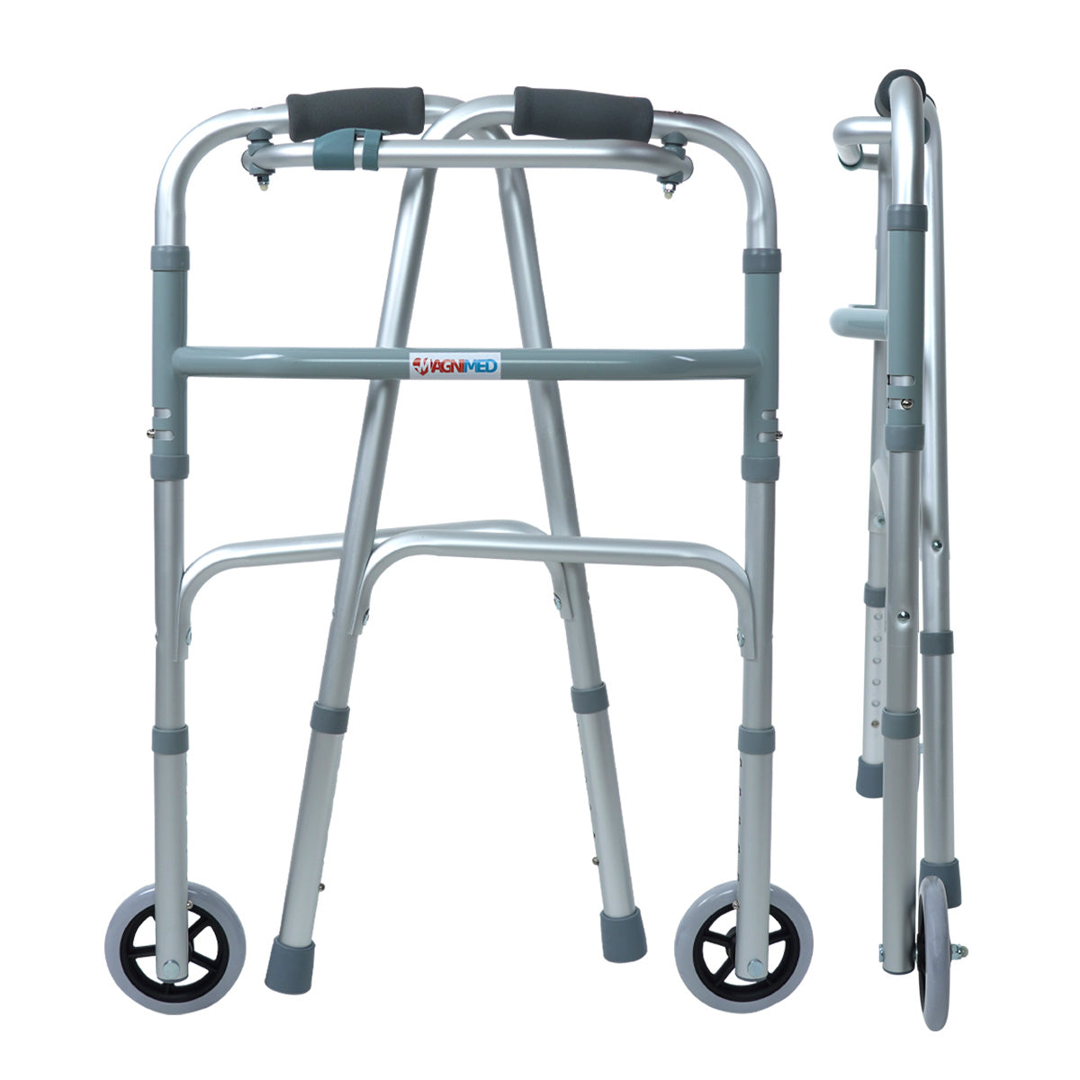 Andadera De Aluminio Reciproca Compacta Con Ruedas Altura Ajustable Soporta 100 kg
