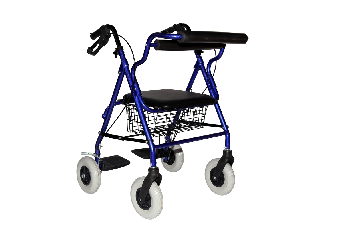 Andadera Rollator Hibrida De Aluminio Con Canastilla Plegable Altura Ajustable