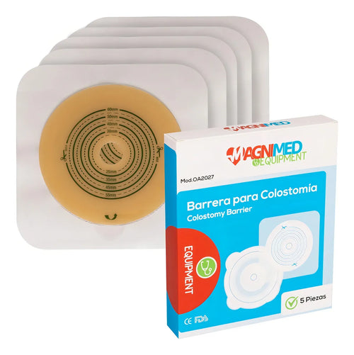 Barrera Colostomía Con Marco Adhesivo  Recortable 60 mm Para Urostomías, ileostomías, Colostomías Incluye película protectora