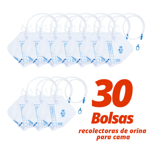 30 Piezas Bolsa Recolectora De Orina Para Cama Life 2000 ml Válvula Antirreflujo