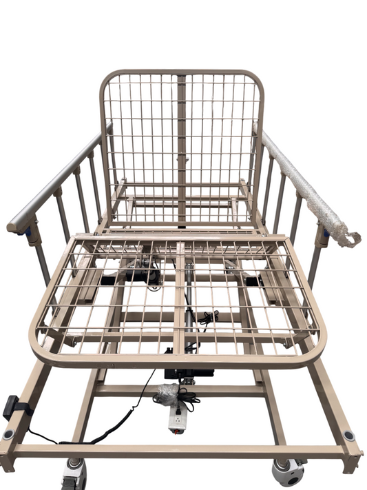 Cama de Hospital Eléctrica de 3 Posiciones | Estructura de Acero, Soporta hasta 150kg (Detalles estéticos y en barandal)