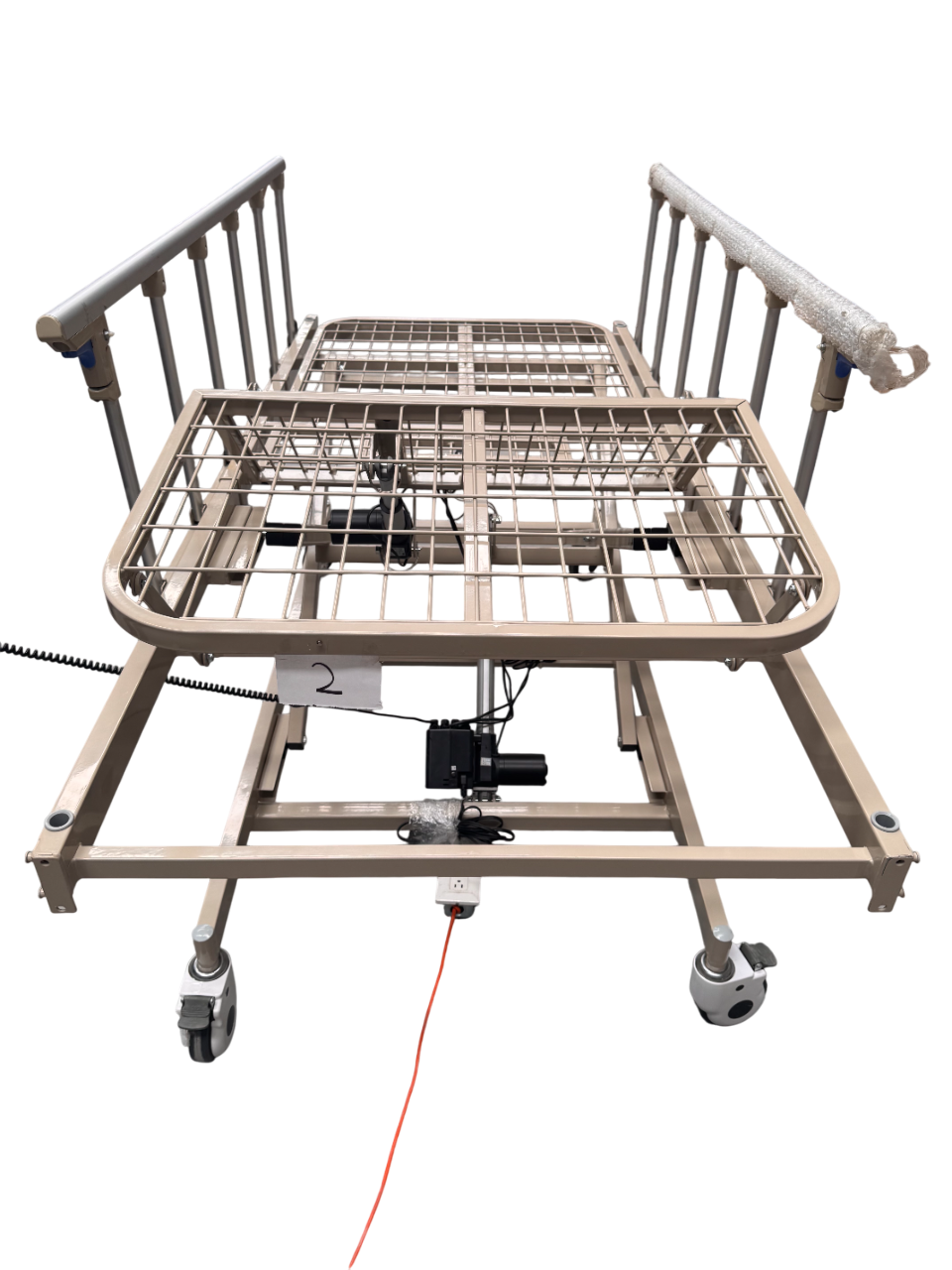 Cama de Hospital Eléctrica de 3 Posiciones | Estructura de Acero, Soporta hasta 150kg (Detalles estéticos y en barandal)