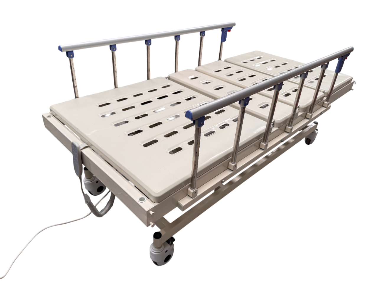 Cama de Hospital Eléctrica de 3 Posiciones | Estructura de Acero, Soporta hasta 150kg (Detalles estéticos y subida)