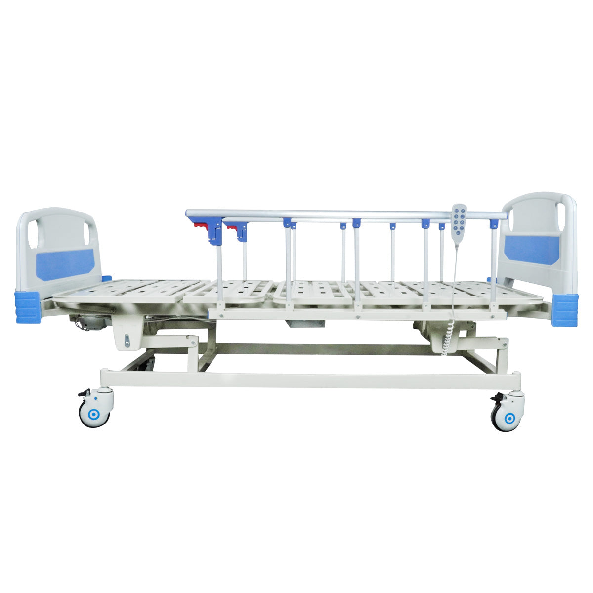 Cama de Hospital Eléctrica 3 Posiciones | Hospitalaria de 3 Funciones, Control de Posiciones, Portasuero, Ruedas Giratorias con Sistema de Bloqueo Seguro