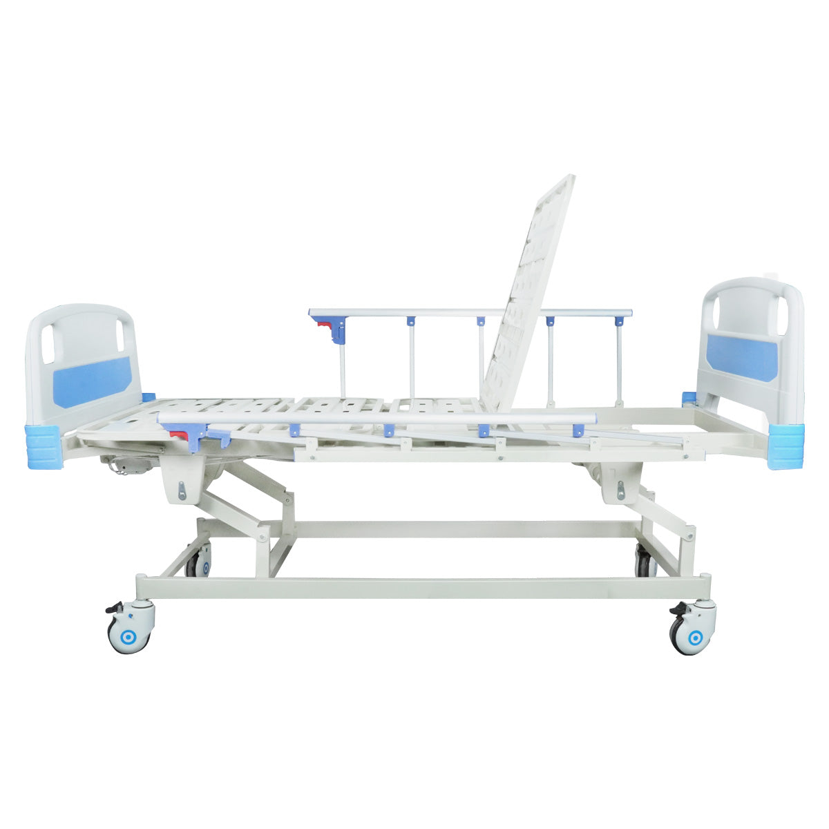 Cama de Hospital Eléctrica 3 Posiciones | Hospitalaria de 3 Funciones, Control de Posiciones, Portasuero, Ruedas Giratorias con Sistema de Bloqueo Seguro