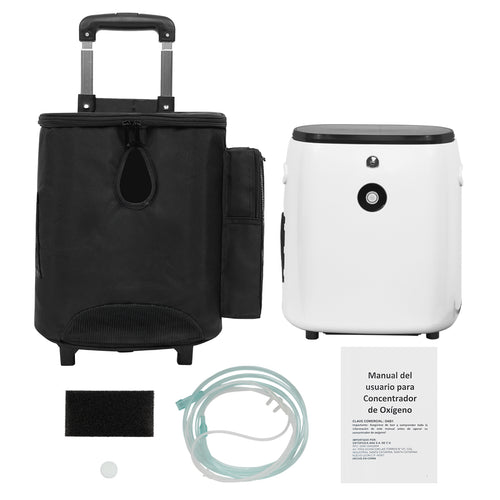 Concentrador de Oxígeno 1-7 Litros | Incluye Mochila Transportadora, Silencioso, Compacto