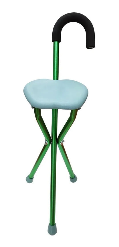 Bastón Plegable con Asiento para Descanso | Cromado Ergonómico de 3 Apoyos